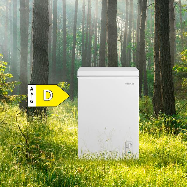 Bolero CoolMarket Chest 99M White D Cecotec Bolero CoolMarket Chest 99M White D - Congelador Horizontal 99L, Cesta con asas, Control Mecánico LED, Muy Silencioso 38dB, UltraContact D-Cool, Dual Function, Puerta ZeroG (80º-30º), Fast Freezing y Diseño Compacto