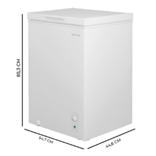 Bolero CoolMarket Chest 99M White D Cecotec Bolero CoolMarket Chest 99M White D - Congelador Horizontal 99L, Cesta con asas, Control Mecánico LED, Muy Silencioso 38dB, UltraContact D-Cool, Dual Function, Puerta ZeroG (80º-30º), Fast Freezing y Diseño Compacto
