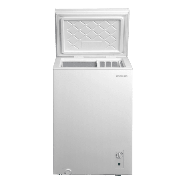 Bolero CoolMarket Chest 99M White D Cecotec Bolero CoolMarket Chest 99M White D - Congelador Horizontal 99L, Cesta con asas, Control Mecánico LED, Muy Silencioso 38dB, UltraContact D-Cool, Dual Function, Puerta ZeroG (80º-30º), Fast Freezing y Diseño Compacto