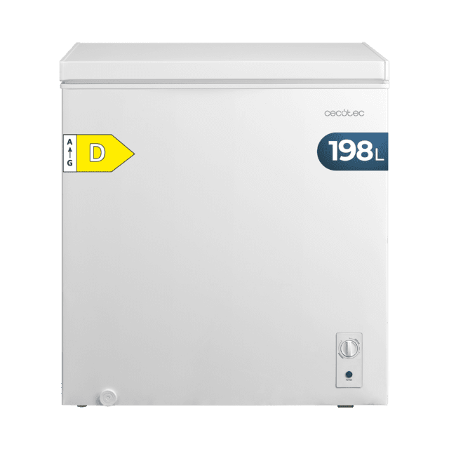 Bolero CoolMarket Chest 198M White D Cecotec - Congelador Horizontal 198L, Cesta con asas, Control Mecánico, UltraContact D-Cool, Dual Function, Puerta ZeroG (80º-30º), Fast Freezing y Diseño Compacto