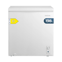 Bolero CoolMarket Chest 198M White D Cecotec - Congelador Horizontal 198L, Cesta con asas, Control Mecánico, UltraContact D-Cool, Dual Function, Puerta ZeroG (80º-30º), Fast Freezing y Diseño Compacto