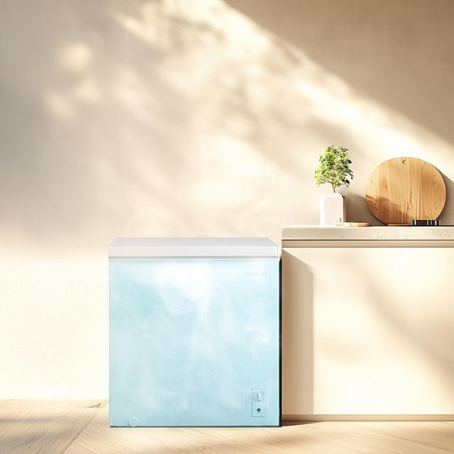 Bolero CoolMarket Chest 198M White D Cecotec - Congelador Horizontal 198L, Cesta con asas, Control Mecánico, UltraContact D-Cool, Dual Function, Puerta ZeroG (80º-30º), Fast Freezing y Diseño Compacto