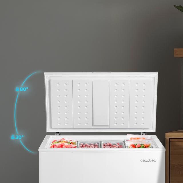 Bolero CoolMarket Chest 198M White D Cecotec - Congelador Horizontal 198L, Cesta con asas, Control Mecánico, UltraContact D-Cool, Dual Function, Puerta ZeroG (80º-30º), Fast Freezing y Diseño Compacto