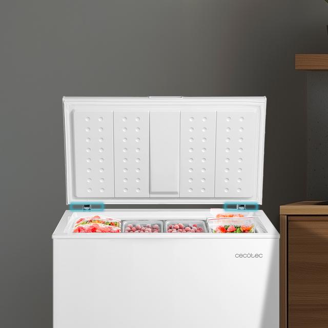 Bolero CoolMarket Chest 198M White D Cecotec - Congelador Horizontal 198L, Cesta con asas, Control Mecánico, UltraContact D-Cool, Dual Function, Puerta ZeroG (80º-30º), Fast Freezing y Diseño Compacto