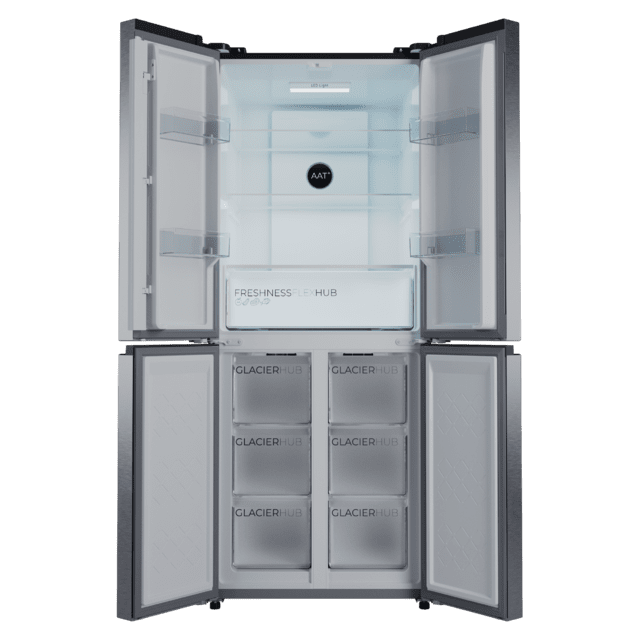 Bolero CoolMarket 4D 394 Inox E Frigorífico 4 Puertas, Capacidad 394 Litros, Compresor Inverter, Cajón Temperatura Variable, NoFrost, MultiAirFlow, ATT Antibacterias, Funciones FastCool y FastFreeze, Modo Vacaciones, Alarma puerta, Apertura Fácil a 90º,  Clase E, Display Exterior