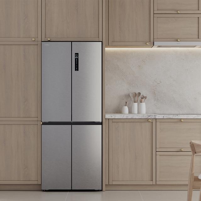 Bolero CoolMarket 4D 394 Inox E Frigorífico 4 Puertas, Capacidad 394 Litros, Compresor Inverter, Cajón Temperatura Variable, NoFrost, MultiAirFlow, ATT Antibacterias, Funciones FastCool y FastFreeze, Modo Vacaciones, Alarma puerta, Apertura Fácil a 90º,  Clase E, Display Exterior