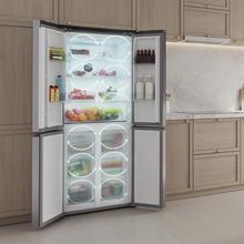 Bolero CoolMarket 4D 394 Inox E Frigorífico 4 Puertas, Capacidad 394 Litros, Compresor Inverter, Cajón Temperatura Variable, NoFrost, MultiAirFlow, ATT Antibacterias, Funciones FastCool y FastFreeze, Modo Vacaciones, Alarma puerta, Apertura Fácil a 90º,  Clase E, Display Exterior