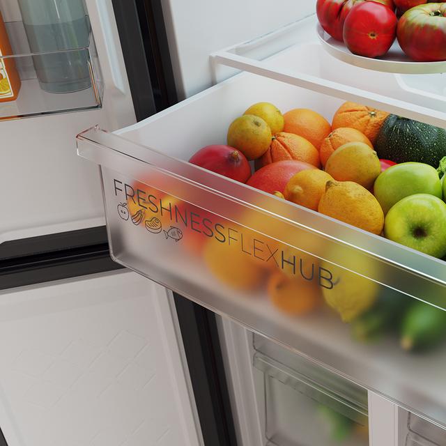 Bolero CoolMarket 4D 394 Dark E Frigorífico 4 Puertas, Capacidad 394 Litros, Compresor Inverter, Cajón Temperatura Variable, NoFrost, MultiAirFlow, ATT Antibacterias, Funciones FastCool y FastFreeze, Modo Vacaciones, Alarma puerta, Apertura Fácil a 90º,  Clase E, Display Exterior