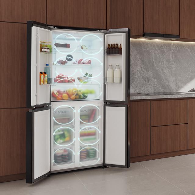 Bolero CoolMarket 4D 394 Dark E Frigorífico 4 Puertas, Capacidad 394 Litros, Compresor Inverter, Cajón Temperatura Variable, NoFrost, MultiAirFlow, ATT Antibacterias, Funciones FastCool y FastFreeze, Modo Vacaciones, Alarma puerta, Apertura Fácil a 90º,  Clase E, Display Exterior