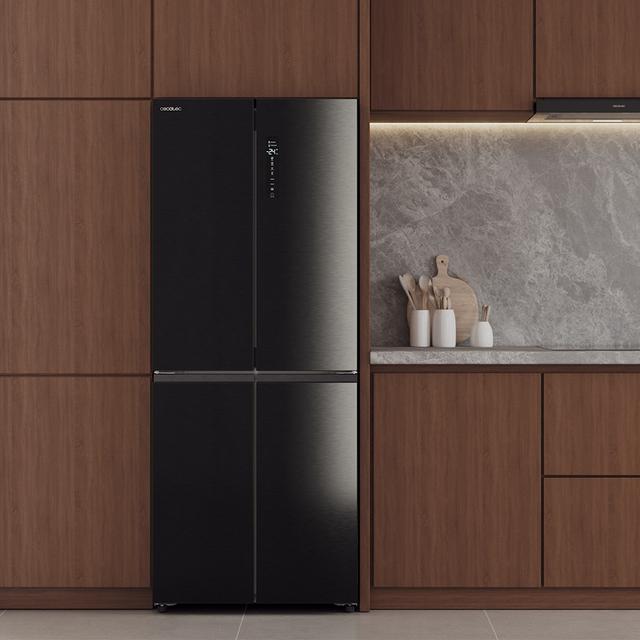 Bolero CoolMarket 4D 394 Dark E Frigorífico 4 Puertas, Capacidad 394 Litros, Compresor Inverter, Cajón Temperatura Variable, NoFrost, MultiAirFlow, ATT Antibacterias, Funciones FastCool y FastFreeze, Modo Vacaciones, Alarma puerta, Apertura Fácil a 90º,  Clase E, Display Exterior
