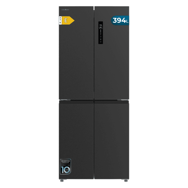 Bolero CoolMarket 4D 394 Dark E Frigorífico 4 Puertas, Capacidad 394 Litros, Compresor Inverter, Cajón Temperatura Variable, NoFrost, MultiAirFlow, ATT Antibacterias, Funciones FastCool y FastFreeze, Modo Vacaciones, Alarma puerta, Apertura Fácil a 90º,  Clase E, Display Exterior