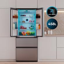 Bolero CoolMarket F2D 403 Inox E Frigorífico Puerta Francesa, Extra Capacidad Max Inside 403 Litros, Compresor Inverter, Cajón Temperatura Variable FreshNessFlexHub, Función Iónica ATT Antibacterias, NoFrost, Funciones SuperCool y SuperFreeze, Display digital exterior, Modo Vacaciones