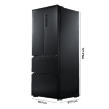 Bolero CoolMarket F2D 403 Dark E Frigorífico Puerta Francesa, Extra Capacidad Max Inside 403 Litros, Compresor Inverter, Cajón Temperatura Variable FreshNessFlexHub, Función Iónica ATT Antibacterias, NoFrost, Funciones SuperCool y SuperFreeze, Display digital exterior, Modo Vacaciones