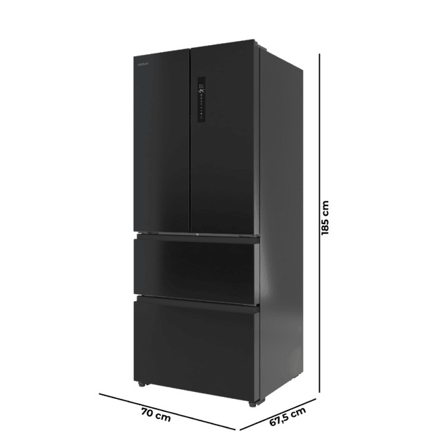 Bolero CoolMarket F2D 403 Dark E Frigorífico Puerta Francesa, Extra Capacidad Max Inside 403 Litros, Compresor Inverter, Cajón Temperatura Variable FreshNessFlexHub, Función Iónica ATT Antibacterias, NoFrost, Funciones SuperCool y SuperFreeze, Display digital exterior, Modo Vacaciones