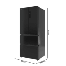 Bolero CoolMarket F2D 403 Dark E Frigorífico Puerta Francesa, Extra Capacidad Max Inside 403 Litros, Compresor Inverter, Cajón Temperatura Variable FreshNessFlexHub, Función Iónica ATT Antibacterias, NoFrost, Funciones SuperCool y SuperFreeze, Display digital exterior, Modo Vacaciones