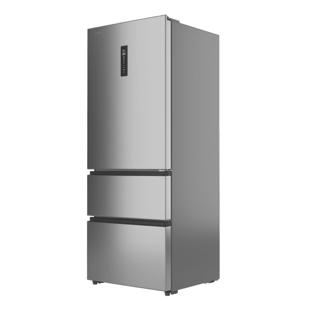 Bolero CoolMarket FD 420 Inox E Frigorífico Puerta Francesa, Extra Capacidad Max Inside 420 Litros, Compresor Inverter, Cajón Frutas y Verduras, Función Iónica ATT Antibacterias, NoFrost, Funciones SuperCool y SuperFreeze, Display digital exterior, Modo Vacaciones