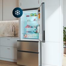 Bolero CoolMarket FD 420 Inox E Réfrigérateur à porte française, capacité Max Inside de 420 litres, compresseur Inverter, tiroir à fruits et légumes, fonction antibactérienne Ionic ATT, NoFrost, fonctions SuperCool et SuperFreeze, écran numérique extérieur, mode Vacances.