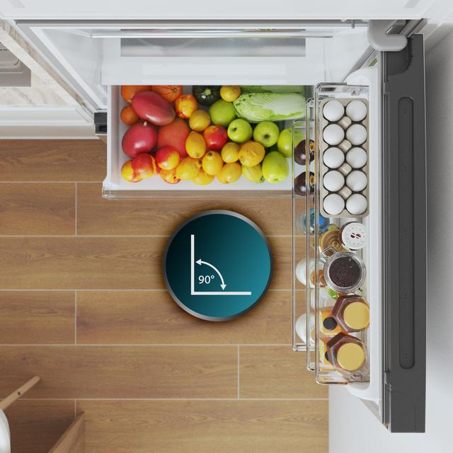 Bolero CoolMarket FD 420 Inox E Réfrigérateur à porte française, capacité Max Inside de 420 litres, compresseur Inverter, tiroir à fruits et légumes, fonction antibactérienne Ionic ATT, NoFrost, fonctions SuperCool et SuperFreeze, écran numérique extérieur, mode Vacances.