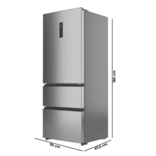 Bolero CoolMarket FD 420 Inox E Frigorífico Puerta Francesa, Extra Capacidad Max Inside 420 Litros, Compresor Inverter, Cajón Frutas y Verduras, Función Iónica ATT Antibacterias, NoFrost, Funciones SuperCool y SuperFreeze, Display digital exterior, Modo Vacaciones