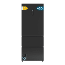 Bolero CoolMarket FD 420 Dark E Frigorífico Puerta Francesa, Extra Capacidad Max Inside 420 Litros, Compresor Inverter, Cajón Frutas y Verduras, Función Iónica ATT Antibacterias, NoFrost, Funciones SuperCool y SuperFreeze, Display digital exterior, Modo Vacaciones