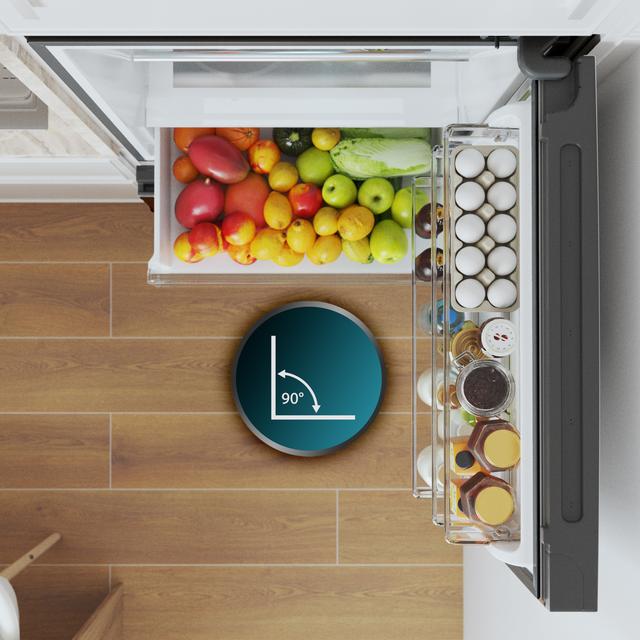 Bolero CoolMarket FD 420 Dark E Frigorífico Puerta Francesa, Extra Capacidad Max Inside 420 Litros, Compresor Inverter, Cajón Frutas y Verduras, Función Iónica ATT Antibacterias, NoFrost, Funciones SuperCool y SuperFreeze, Display digital exterior, Modo Vacaciones