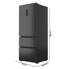 Bolero CoolMarket FD 420 Dark E Frigorífico Puerta Francesa, Extra Capacidad Max Inside 420 Litros, Compresor Inverter, Cajón Frutas y Verduras, Función Iónica ATT Antibacterias, NoFrost, Funciones SuperCool y SuperFreeze, Display digital exterior, Modo Vacaciones