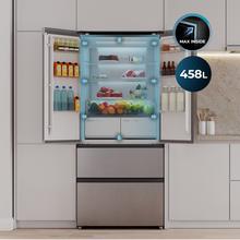 Bolero CoolMarket F2D 458 SBI Inox E Frigorífico Puerta Francesa de 4 Puertas Semi-Integrable, 458 Litros, Ventilación Frontal, MetalFlexCooling, Cajón Temperatura Independiente (-1ºC, -3ºC y  +4ºC), Esterilización Iónica, Compresor Inverter, Súper Capacidad Max Inside, NoFrost, MultiAirFlow, Silencioso 37dB, SuperCool y SuperFreeze, Modo Vacaciones