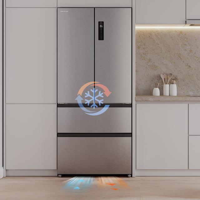 Bolero CoolMarket F2D 458 SBI Inox E Frigorífico Puerta Francesa de 4 Puertas Semi-Integrable, 458 Litros, Ventilación Frontal, MetalFlexCooling, Cajón Temperatura Independiente (-1ºC, -3ºC y  +4ºC), Esterilización Iónica, Compresor Inverter, Súper Capacidad Max Inside, NoFrost, MultiAirFlow, Silencioso 37dB, SuperCool y SuperFreeze, Modo Vacaciones