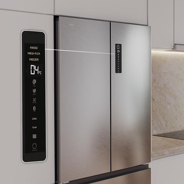 Bolero CoolMarket F2D 458 SBI Inox E Frigorífico Puerta Francesa de 4 Puertas Semi-Integrable, 458 Litros, Ventilación Frontal, MetalFlexCooling, Cajón Temperatura Independiente (-1ºC, -3ºC y  +4ºC), Esterilización Iónica, Compresor Inverter, Súper Capacidad Max Inside, NoFrost, MultiAirFlow, Silencioso 37dB, SuperCool y SuperFreeze, Modo Vacaciones