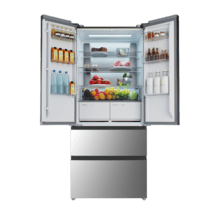 Bolero CoolMarket F2D 458 SBI Inox E Frigorífico Puerta Francesa de 4 Puertas Semi-Integrable, 458 Litros, Ventilación Frontal, MetalFlexCooling, Cajón Temperatura Independiente (-1ºC, -3ºC y  +4ºC), Esterilización Iónica, Compresor Inverter, Súper Capacidad Max Inside, NoFrost, MultiAirFlow, Silencioso 37dB, SuperCool y SuperFreeze, Modo Vacaciones