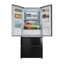 Refrigerador Bolero CoolMarket F2D 458 SBI Dark E de 4 portas, semi-integral, French Door, 458 litros, ventilação frontal, MetalFlexCooling, gaveta de temperatura independente (-1 °C, -3 °C e +4 °C), esterilização iônica, compressor inverter, capacidade interna supermáxima, NoFrost, MultiAirFlow, silencioso 37 dB, SuperCool e SuperFreeze, modo férias