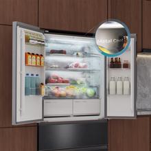 Bolero CoolMarket F2D 458 SBI Dark E Frigorífico Puerta Francesa de 4 Puertas Semi-Integrable, 458 Litros, Ventilación Frontal, MetalFlexCooling, Cajón Temperatura Independiente (-1ºC, -3ºC y  +4ºC), Esterilización Iónica, Compresor Inverter, Súper Capacidad Max Inside, NoFrost, MultiAirFlow, Silencioso 37dB, SuperCool y SuperFreeze, Modo Vacaciones