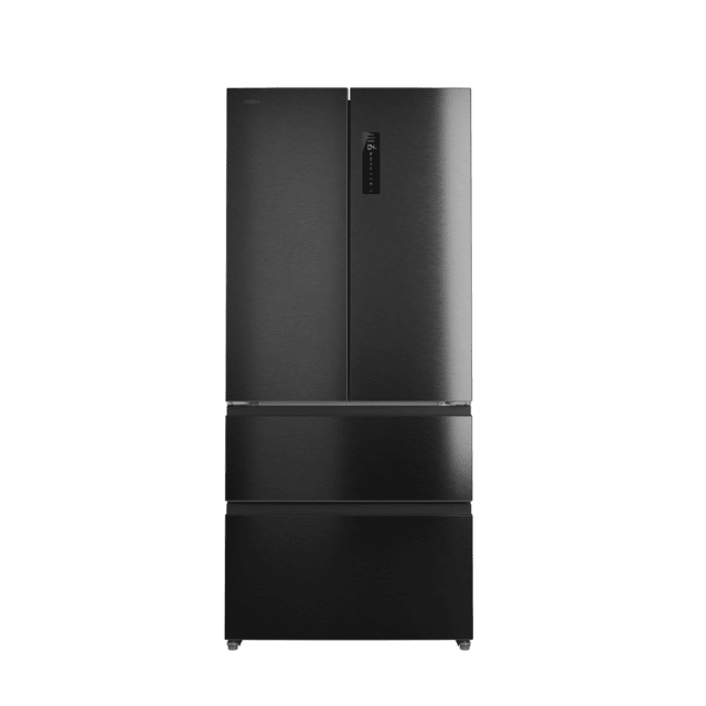 Refrigerador Bolero CoolMarket F2D 458 SBI Dark E de 4 portas, semi-integral, French Door, 458 litros, ventilação frontal, MetalFlexCooling, gaveta de temperatura independente (-1 °C, -3 °C e +4 °C), esterilização iônica, compressor inverter, capacidade interna supermáxima, NoFrost, MultiAirFlow, silencioso 37 dB, SuperCool e SuperFreeze, modo férias