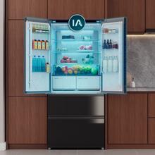 Bolero CoolMarket F2D 458 SBI Black Glass D Frigorífico Puerta Francesa de 4 Puertas Cristal Negro PerfectFit, 458 Litros, Ventilación Frontal, MetalFlexCooling, Cajón Temperatura Independiente (-1ºC, -3ºC y  +4ºC), Esterilización Iónica, Compresor Inverter, Extra Capacidad, NoFrost, MultiAirFlow, Silencioso 37dB, Fast Cooling y Fast Freezing, Modo Vacaciones