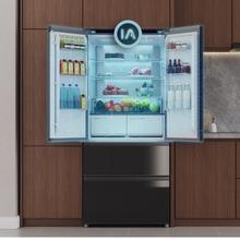 Bolero CoolMarket F2D 458 SBI Black Glass D Frigorífico Puerta Francesa de 4 Puertas Cristal Negro PerfectFit, 458 Litros, Ventilación Frontal, MetalFlexCooling, Cajón Temperatura Independiente (-1ºC, -3ºC y  +4ºC), Esterilización Iónica, Compresor Inverter, Extra Capacidad, NoFrost, MultiAirFlow, Silencioso 37dB, Fast Cooling y Fast Freezing, Modo Vacaciones