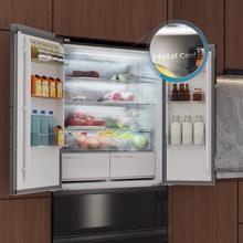 Bolero CoolMarket F2D 458 SBI Black Glass D Frigorífico Puerta Francesa de 4 Puertas Cristal Negro PerfectFit, 458 Litros, Ventilación Frontal, MetalFlexCooling, Cajón Temperatura Independiente (-1ºC, -3ºC y  +4ºC), Esterilización Iónica, Compresor Inverter, Extra Capacidad, NoFrost, MultiAirFlow, Silencioso 37dB, Fast Cooling y Fast Freezing, Modo Vacaciones