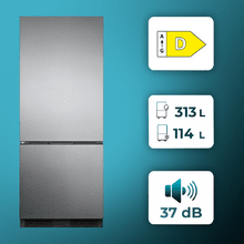 Bolero CoolSilver Combi FD BI 427 Elite D : Frigorífico Combi French Door Integrable Premium con Acabado Elite Grey, Ventilación Frontal-Inferior, Profundidad Inferior a 60cm, Iluminación Premium en Bandejas, Estantes de Cristal con Estructura Metálica, Auto Ice-Making HUB, Pure CoolMatrix, CryoFreeze PAD, Ultra Fast Freezing -35ºC, Display Full Color, Total NoFrost y Compresor Inverter Plus
