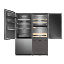 Bolero CoolSilver Combi FD BI 427 Elite D : Frigorífico Combi French Door Integrable Premium con Acabado Elite Grey, Ventilación Frontal-Inferior, Profundidad Inferior a 60cm, Iluminación Premium en Bandejas, Estantes de Cristal con Estructura Metálica, Auto Ice-Making HUB, Pure CoolMatrix, CryoFreeze PAD, Ultra Fast Freezing -35ºC, Display Full Color, Total NoFrost y Compresor Inverter Plus