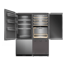 Bolero CoolSilver Combi BI 437 Maestre Elite: Frigorífico Vinoteca Puertas French Door Integrable Premium 3 Zonas con Acabado Elite Grey, Ventilación Frontal-Inferior, Profundidad Inferior a 60cm, Estantes de Roble Ajustables, Maridaje HUB, cajón Roble HUB, Tanque de Agua para Control de Humedad, Pure CoolMatrix, LCD Full Color Display, Total NoFrost y Compresor Inverter Plus
