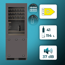 Bolero CoolSilver Combi BI 437 Maestre Elite: Frigorífico Vinoteca Puertas French Door Integrable Premium 3 Zonas con Acabado Elite Grey, Ventilación Frontal-Inferior, Profundidad Inferior a 60cm, Estantes de Roble Ajustables, Maridaje HUB, cajón Roble HUB, Tanque de Agua para Control de Humedad, Pure CoolMatrix, LCD Full Color Display, Total NoFrost y Compresor Inverter Plus