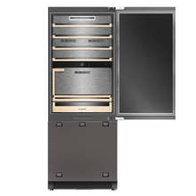 Bolero CoolSilver Combi BI 437 Maestre Elite: Frigorífico Vinoteca Puertas French Door Integrable Premium 3 Zonas con Acabado Elite Grey, Ventilación Frontal-Inferior, Profundidad Inferior a 60cm, Estantes de Roble Ajustables, Maridaje HUB, cajón Roble HUB, Tanque de Agua para Control de Humedad, Pure CoolMatrix, LCD Full Color Display, Total NoFrost y Compresor Inverter Plus