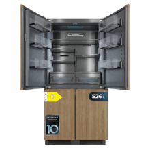 Bolero CoolSilver 4D BI 526 Elite D: Frigorífico Americano 4 Puertas Integrable Premium con Acabado Elite Grey, Ventilación Frontal-Inferior, Profundidad Inferior a 60cm, Sistema de Iluminación adaptativa en bandejas, Pure CoolMatrix, Freshness Flex HUB, CryoFreeze HUB, Humidity Flex HUB, Ultra Fast Freezing -35ºC, Display Full Color en cajón, Total NoFrost y Compresor Inverter Plus.