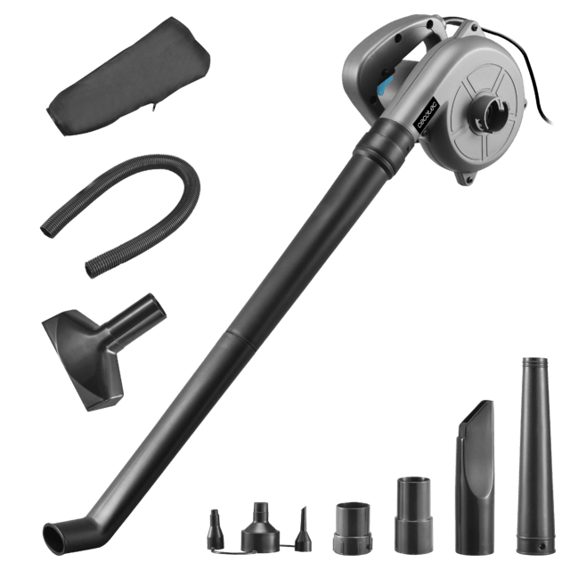 Soplador AirForce 720 Soffiatore con cavo con potenza di 700 W. Libertà di movimento con cavo da 3M.  Multifunzione con molteplici accessori. Massima versatilità.