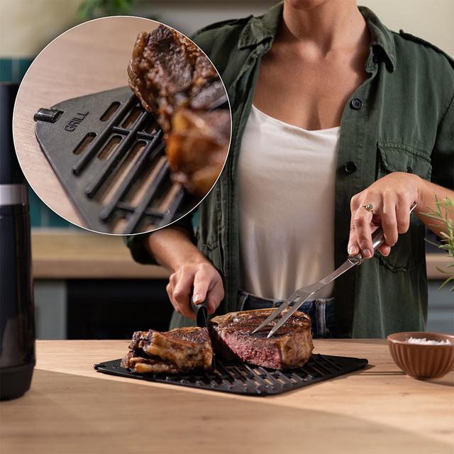 Cecofry&Grill Duoheat 8000 Freidora de aire con doble grill para dorado perfecto y sabor de parrilla en carnes, capacidad de 8 litros y potencia de 2200 W para platos saludables.
