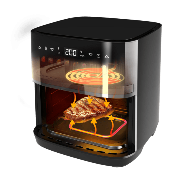 Cecofry&Grill Duoheat 8000 Freidora de aire con doble grill para dorado perfecto y sabor de parrilla en carnes, capacidad de 8 litros y potencia de 2200 W para platos saludables.
