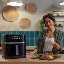 Cecofry&Grill Duoheat 8000 Freidora de aire con doble grill para dorado perfecto y sabor de parrilla en carnes, capacidad de 8 litros y potencia de 2200 W para platos saludables.