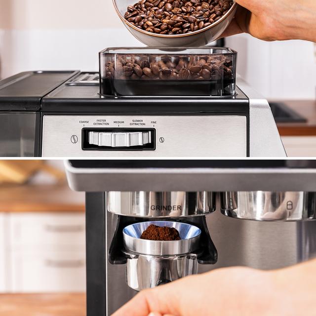 Power Espresso 20 Barista Grind & Latte Macchina del caffè Espresso Barista con macinacaffè e serbatoio del latte.
