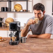 Power Espresso 20 Touch Espresso and cappuccino machine, with 20 bars and adjustable steam nozzle.