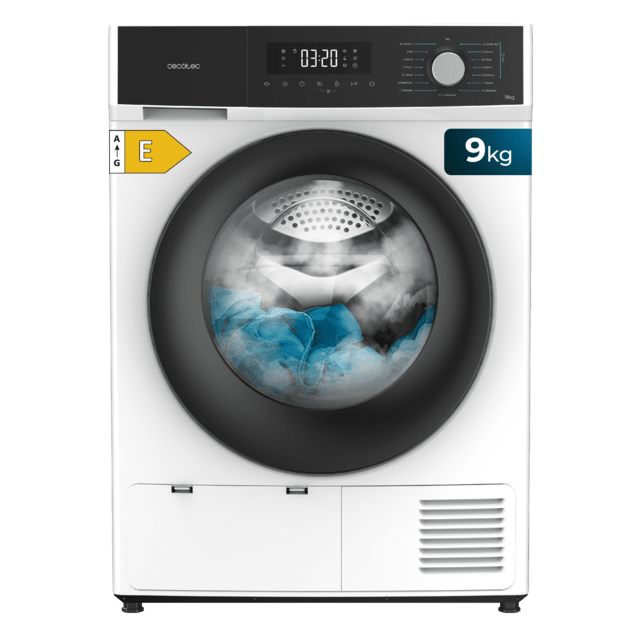 Bolero Dresscode Dry 9330 Secadora bomba de calor blanca con capacidad de 9kg, clase E (equivalente a clase A++), 15 programas y funciones como secado automático, Planchado Fácil, Stop&Go, Silence, Delay Start y KidLock