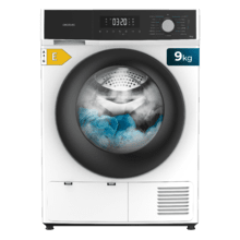 Bolero Dresscode Dry 9330 Secadora bomba de calor blanca con capacidad de 9kg, clase E (equivalente a clase A++), 15 programas y funciones como secado automático, Planchado Fácil, Stop&Go, Silence, Delay Start y KidLock